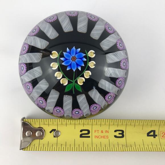 Perthshire 1991A Bouquet on Black Lampwork Millefiori Latticinio Paperweight COA - Picture 7 of 15